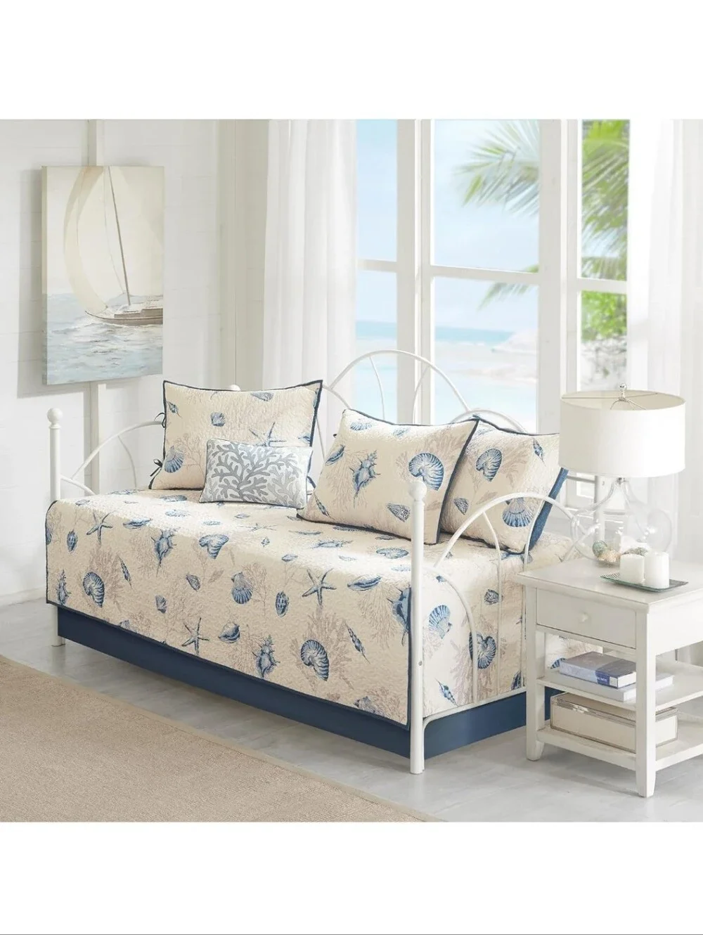 Madison Park Double Sided Quilting Quilted Blue Daybed Cover Set, 6pc